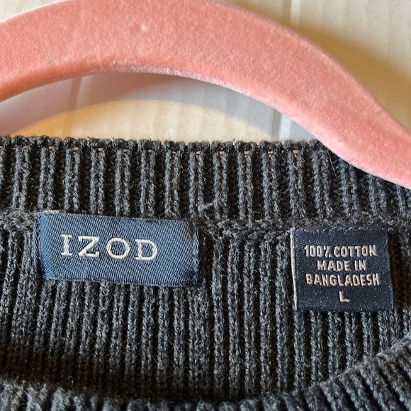 Izod-L-dark gray-100% cotton-crewneck,pull over, rib detail, long sleeve sweater - Picture 6 of 11